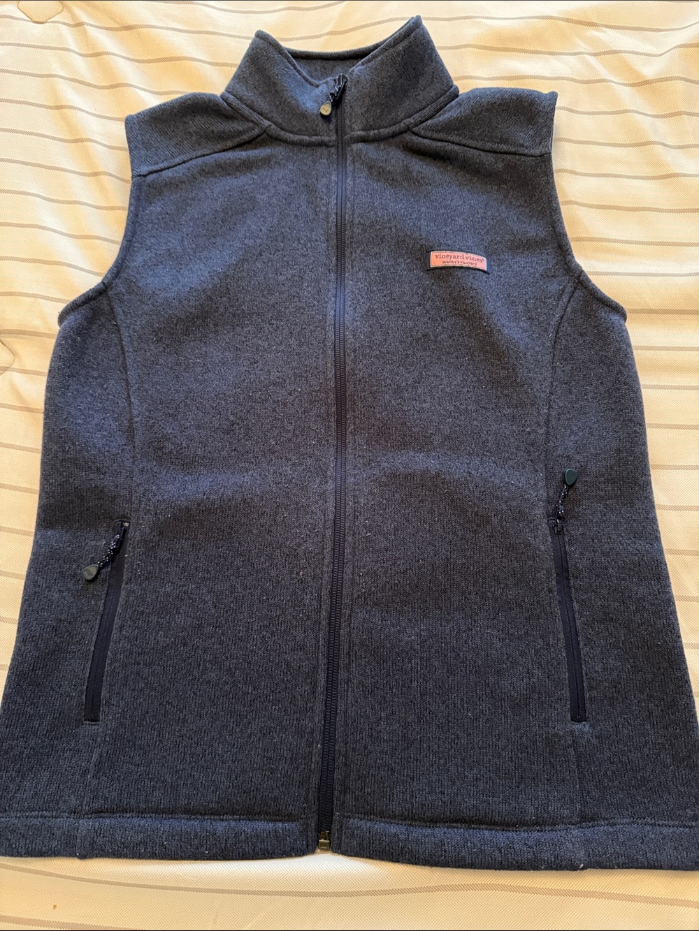 Vineyard Vines Women's Charcoal Grey Full-Zip Fleece Vest